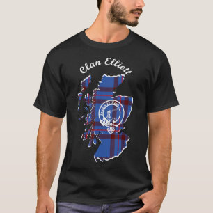 Camiseta Clan Elliott apelido sobrenome Scottish Tartan Map