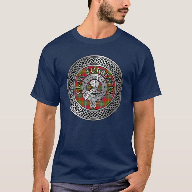Camiseta Clan Forrester | Foster Crest & Tartan Knot (Frente)