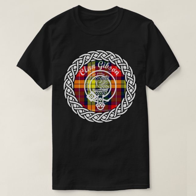Camiseta Clan Gibson apelido sobrenome Scottish Tartan Cres (Frente do Design)