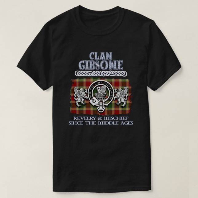 Camiseta Clan Gibsone cress clãs escoceses sobrenome escocê (Frente do Design)