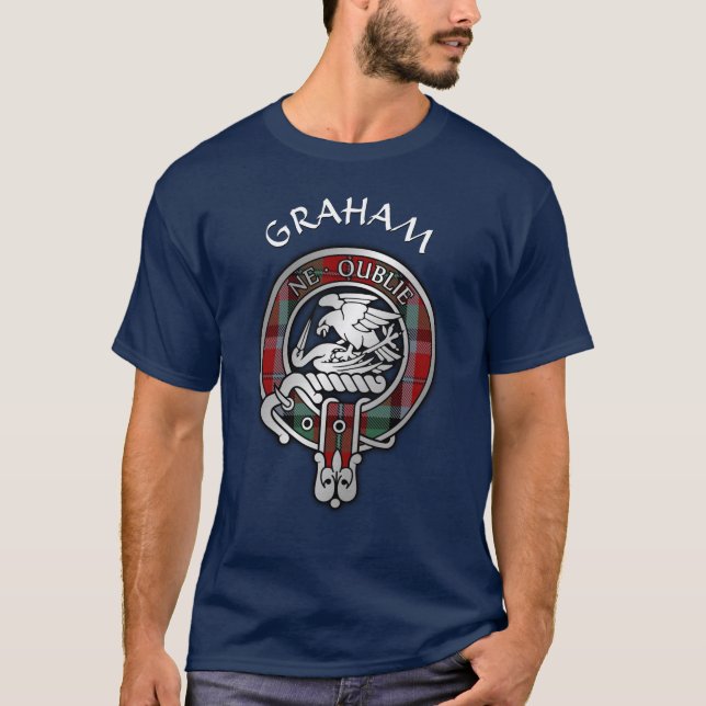 Camiseta Clan Graham Crest & Red Tartan T-Shirt (Frente)