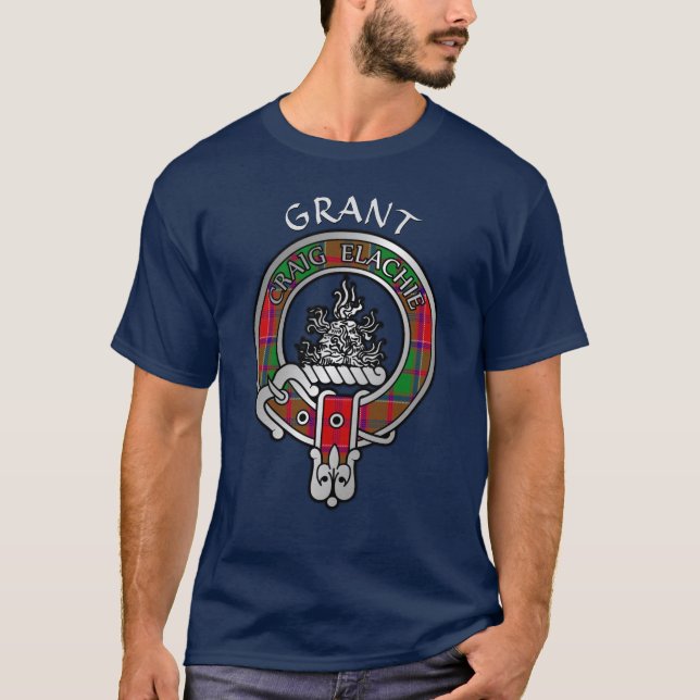 Camiseta Clan Grant Crest & Tartan T-Shirt (Frente)