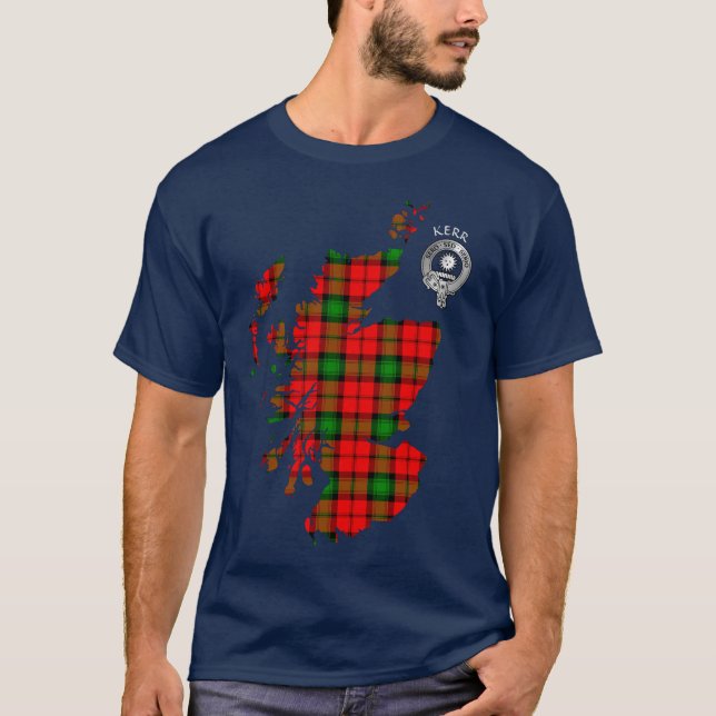Camiseta Clan Kerr Tartan Map & Crest T-Shirt (Frente)