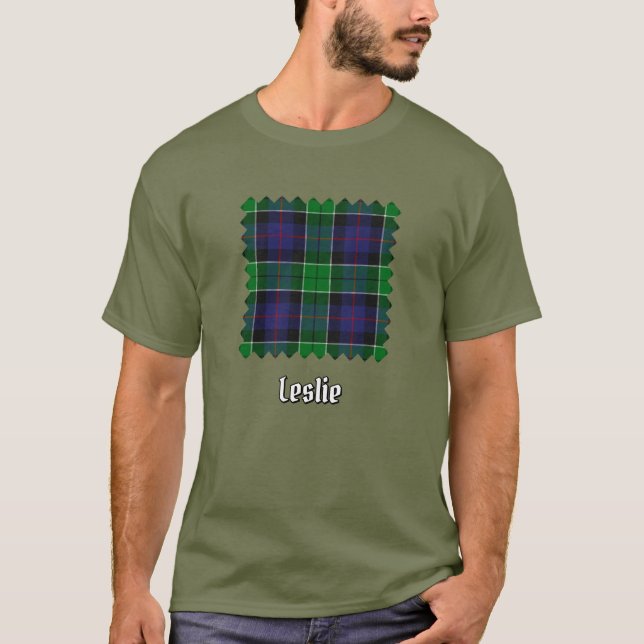 Camiseta Clan Leslie caçando Tartan (Frente)