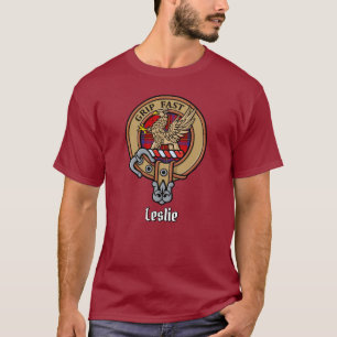 Camiseta Clan Leslie Crest sobre o Red Tartan