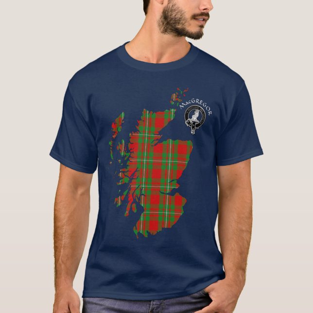 Camiseta Clan MacGregor Crest & Tartan Map T-Shirt (Frente)