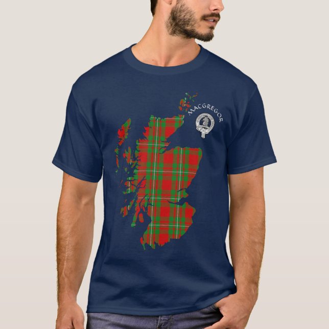 Camiseta Clan MacGregor Tartan Map & Crest T-Shirt (Frente)