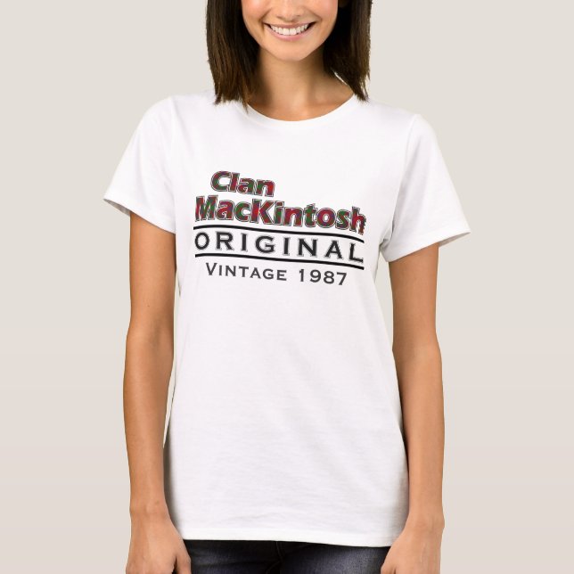 Camiseta Clan MacKintosh Vintage Personalize seu aniversári (Frente)
