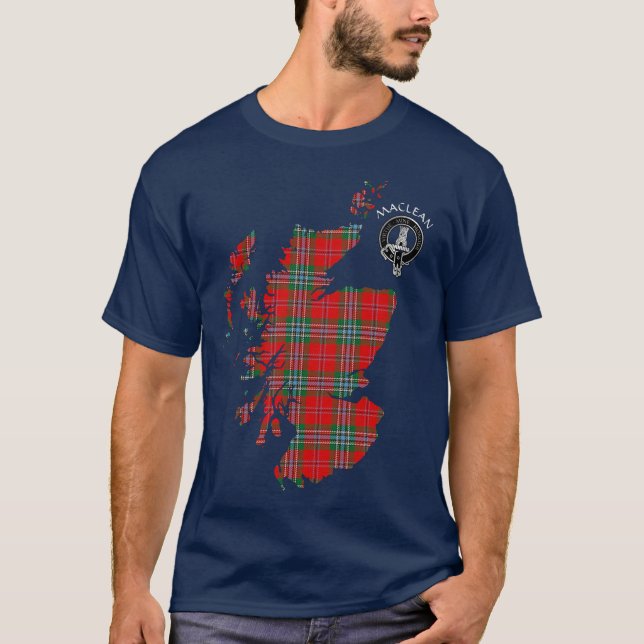 Camiseta Clan MacLean Tartan Map & Crest T-Shirt (Frente)