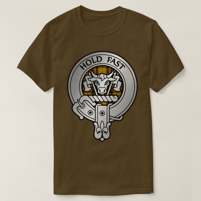 Camiseta Clan MacLeod Crest Tartan 1 (Frente do Design)