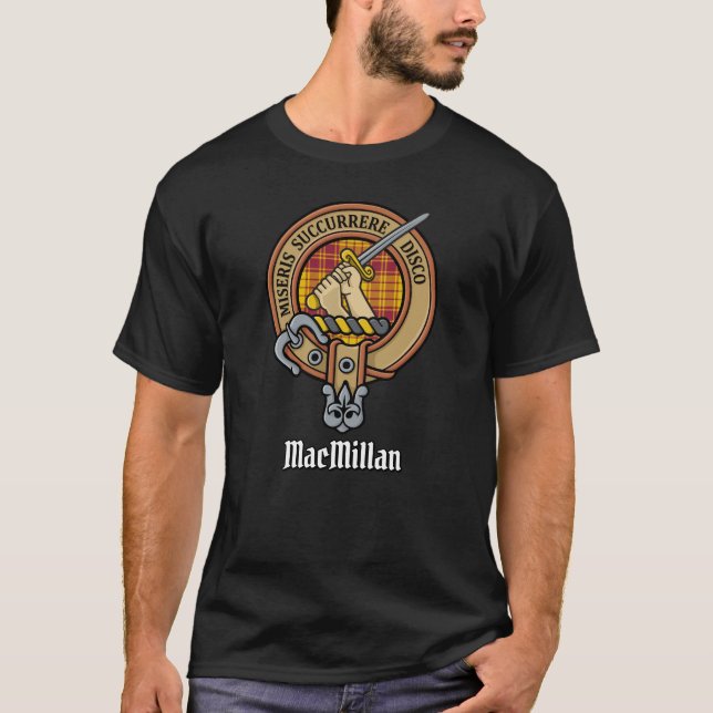 Camiseta Clan MacMillan Crest over Dress Tartan (Frente)