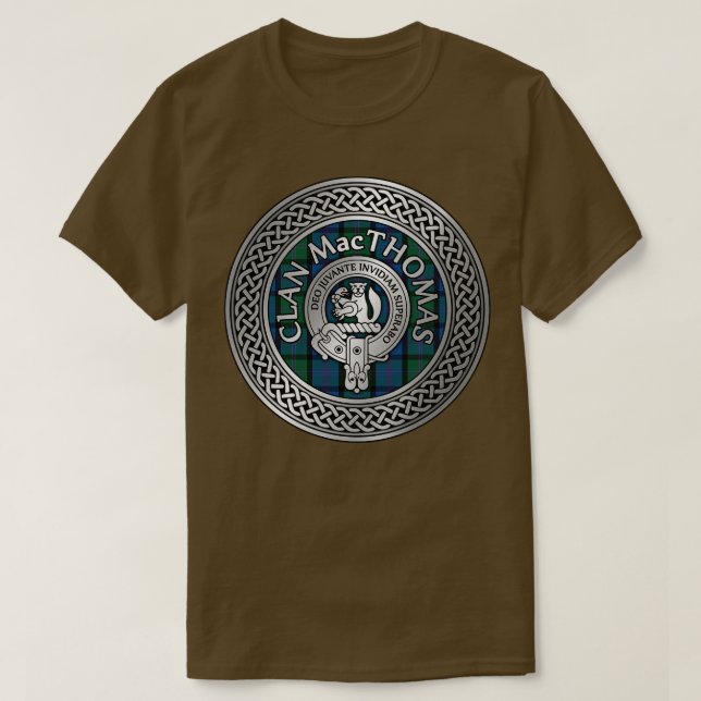 Camiseta Clan MacThomas Crest Tartan Knot (Frente do Design)