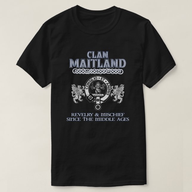 Camiseta Clan Maitland crest na Escócia clãs na Escócia (Frente do Design)