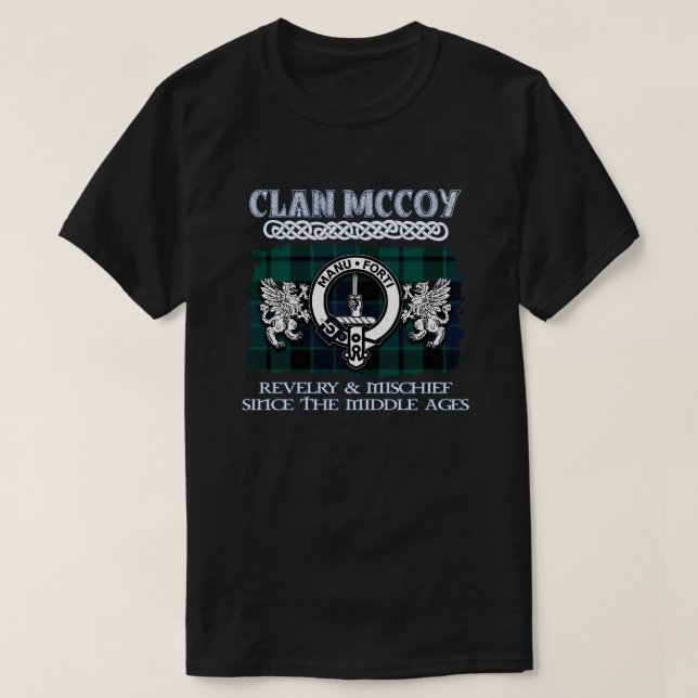 Camiseta Clan McCoy 2 crest Clans escoceses sobrenome escoc (Frente do Design)