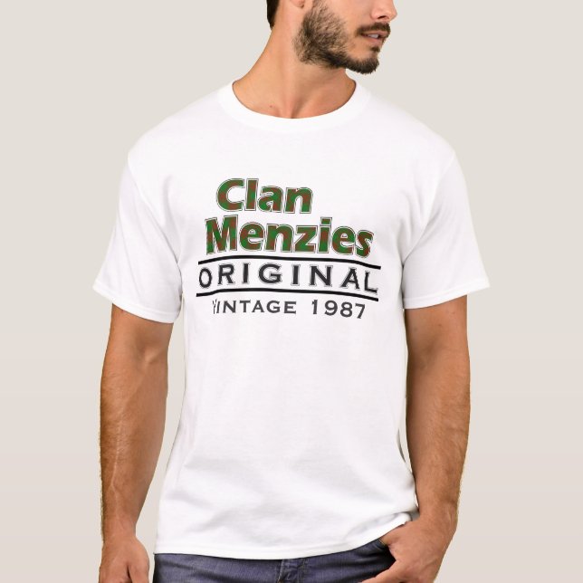 Camiseta Clan Menzies Vintage Personalize seu aniversário (Frente)