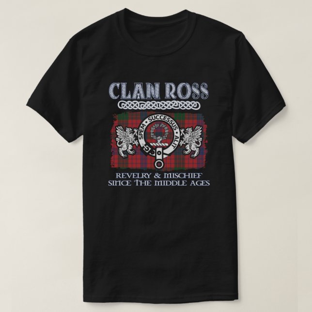 Camiseta Clan Ross crest na Escócia apelido escocês (Frente do Design)