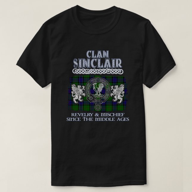 Camiseta Clan Sinclair crest clãs escoceses surnam escocese (Frente do Design)