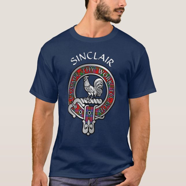 Camiseta Clan Sinclair Crest & Tartan T-Shirt (Frente)