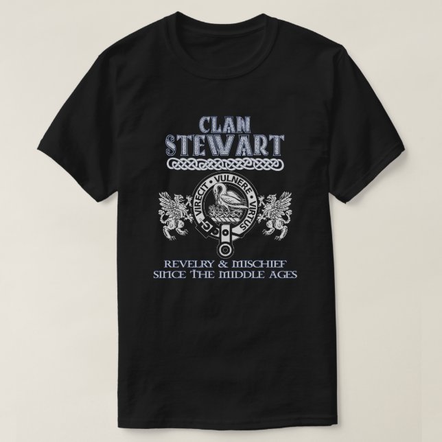Camiseta Clan Stewart crest clans escoceses sobrenome escoc (Frente do Design)
