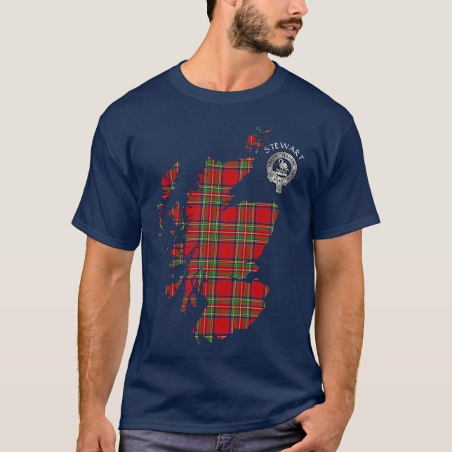 Camiseta Clan Stewart | Mapa de Stuart & Crest (Frente)