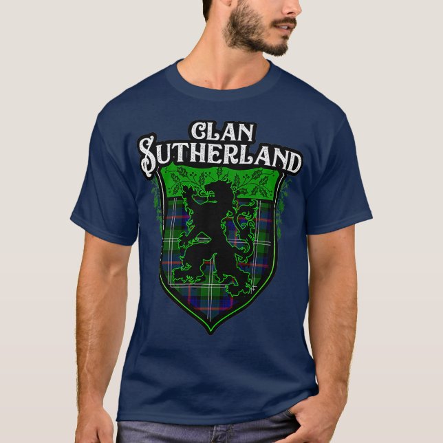 Camiseta Clan Sutherland Surname Scottish Tartan Lion (Frente)