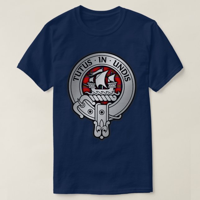 Camiseta Clan Wood Crest Tartan 1 (Frente do Design)
