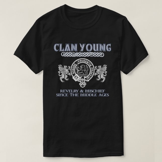 Camiseta Clan Young crest clans escoceses apelido escocês (Frente do Design)