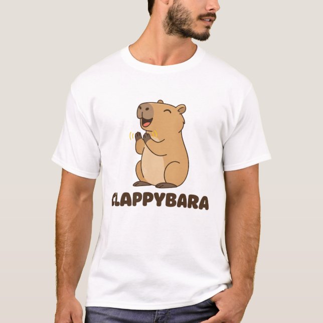 Camiseta Clappybara Funny Capybara Pun Cute Clapping Animal (Frente)