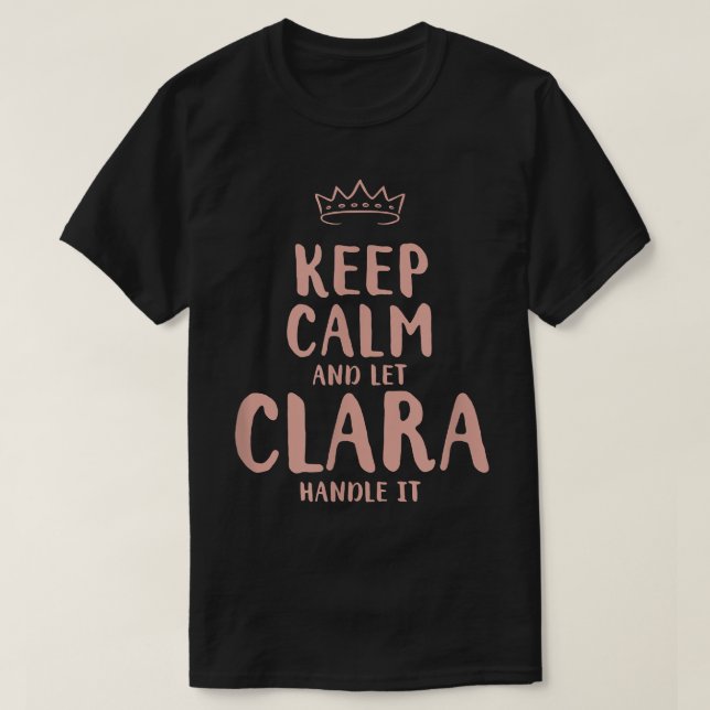 Camiseta Clara Mantenha Calmo Nome Personalizado Amigos Eng (Frente do Design)