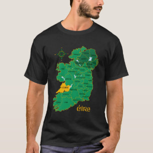 Camiseta Clare Ireland County Map Eire Irish Viagem