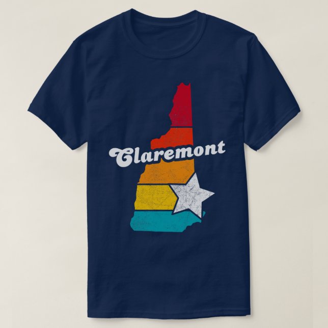 Camiseta Claremont New Hampshire Vintage afressou Souveni (Frente do Design)