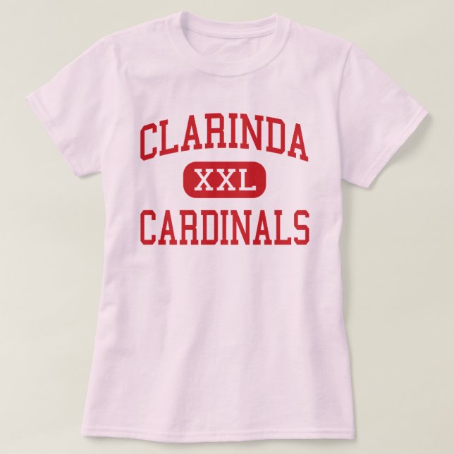Camiseta Clarinda - cardeais - meio - Clarinda Iowa (Frente do Design)