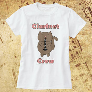 Camiseta Clarinet Crew Gato Funny Brown Rosa