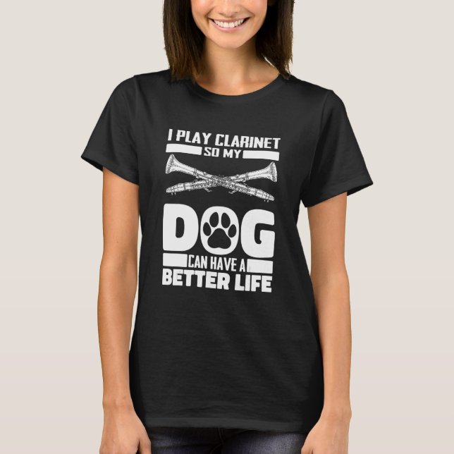Camiseta Clarinet Dog - Woodwind Instrument Clarinetist (Frente)