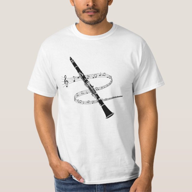 Camiseta Clarinet e notas musicais (Frente)