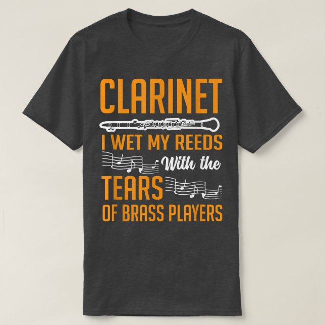 Camiseta Clarinet Eu Molhei Minhas Leituras Com Lágrimas Ma (Frente do Design)