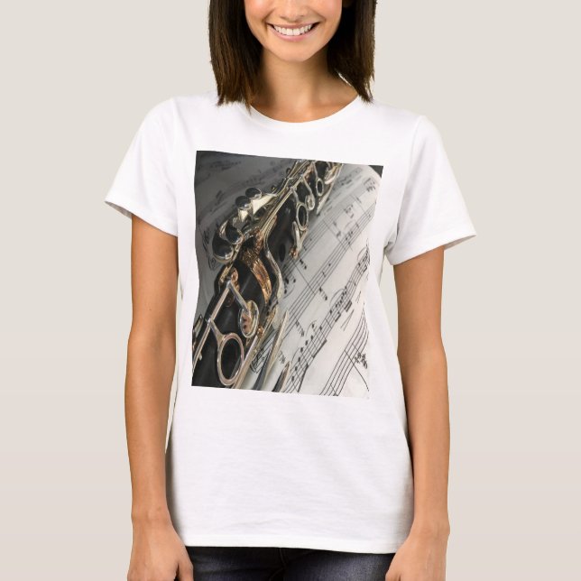 Camiseta Clarinet Musical Notes Keys Symphony T Shi (Frente)