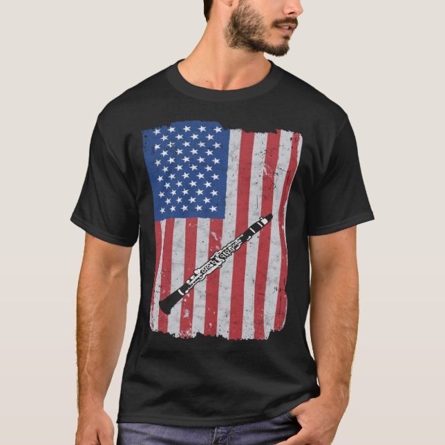 Camiseta Clarinet Usa Flag Clarinet Player Clarinetist (Frente)