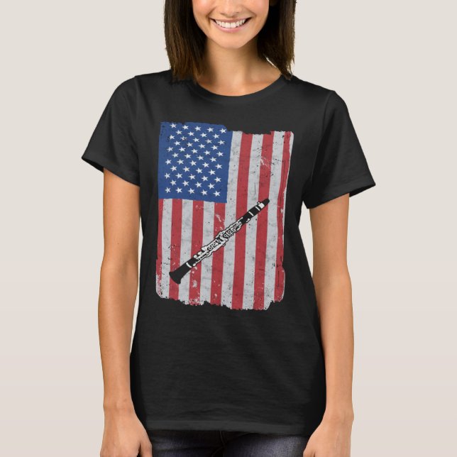 Camiseta Clarinet Usa Flag Clarinet Player Clarinetist (Frente)