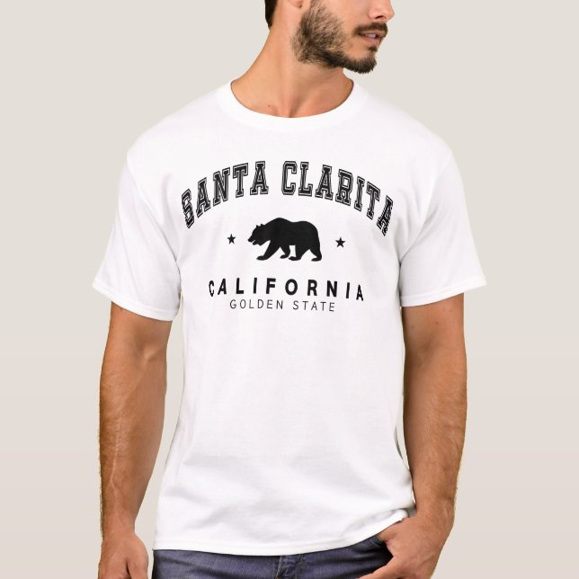 Camiseta Clarita - Design branco-Papai noel do urso grizzly (Frente)