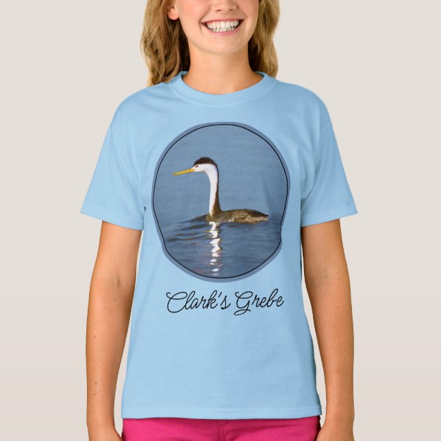 Camiseta Clark's Grebe Painting - Original Bird Art T-Shirt (Frente)