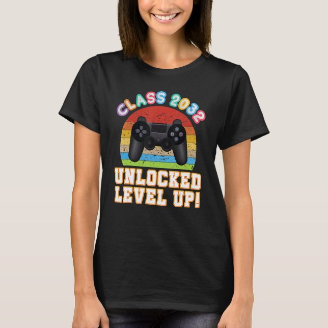 Camiseta Class 2032 Unlocked Level Up Video Game Back To Sc (Frente)