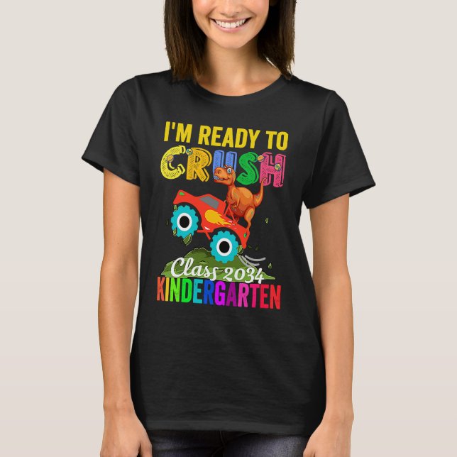 Camiseta Class 2034 Ready To Crush Kindergarten Dinosaur Ba (Frente)