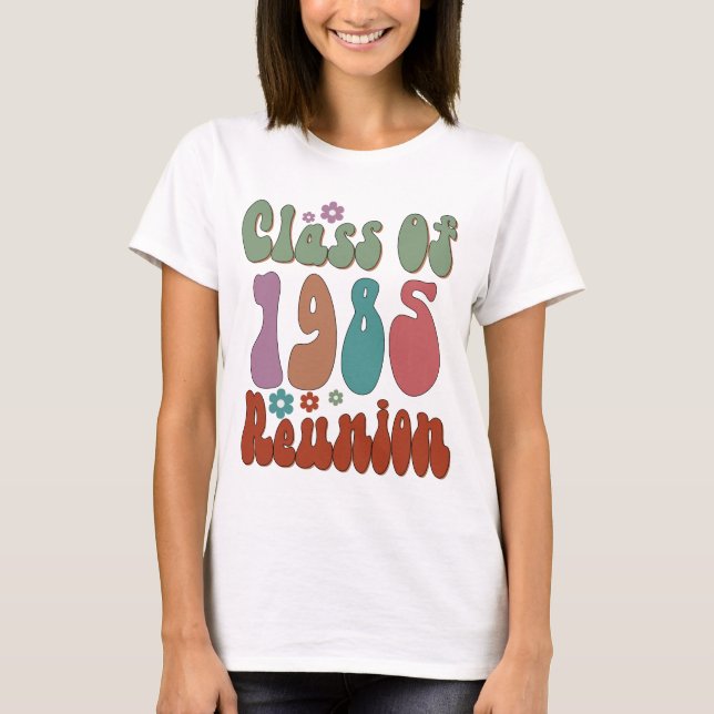 Camiseta Class Of 1985 Retro Groovy Reunion High school  (Frente)
