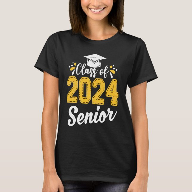 Camiseta Class Of 2024 24 Senior Graduate Funny Graduation  (Frente)
