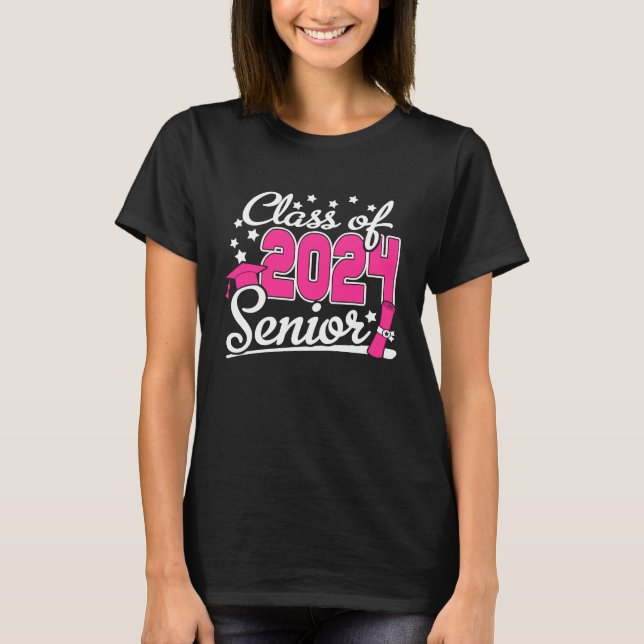 Camiseta Class Of 2024 Senior 24 Girls Women Funny Graduati (Frente)