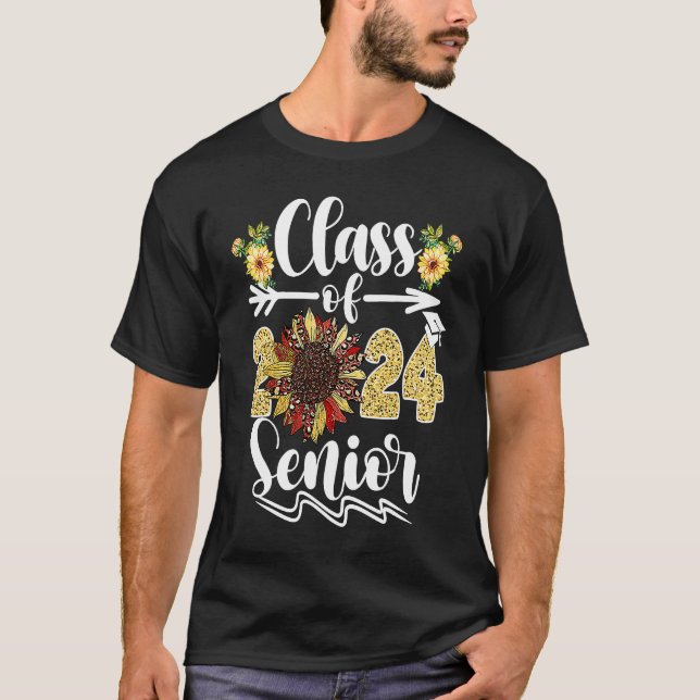 Camiseta Class Of 2024 Senior 24 Graduate Sunflower Graduat (Frente)