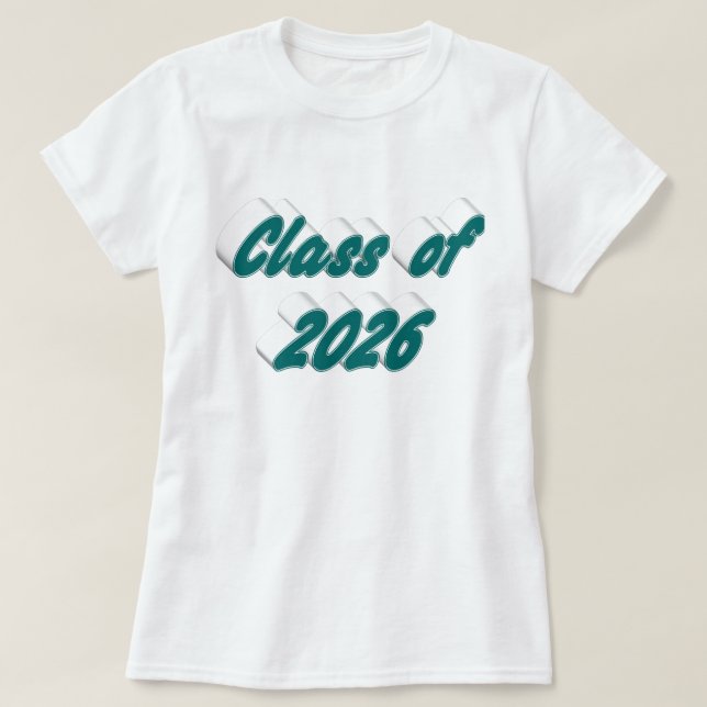 Camiseta Class of 2026 green typography graduation (Frente do Design)