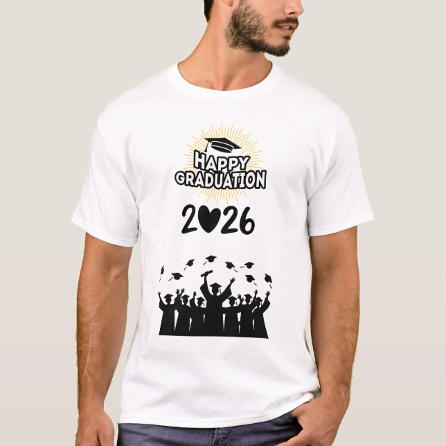 Camiseta Class of 2026 Happy Graduation - Minimalist  (Frente)