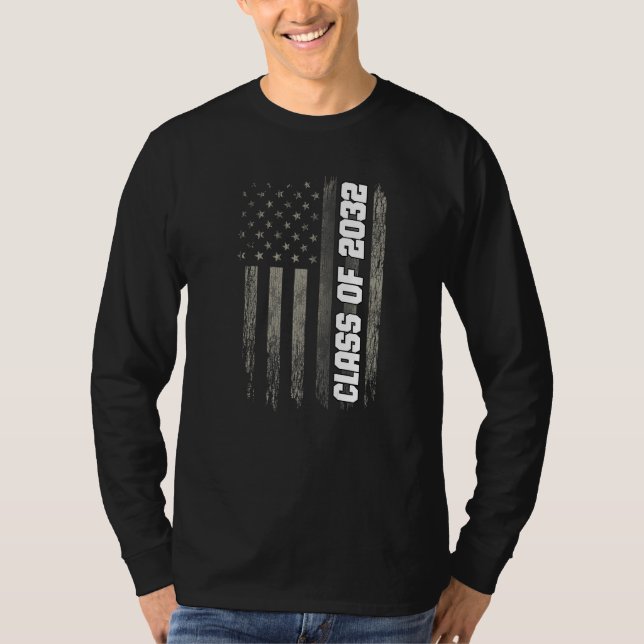 Camiseta Class of 2032 Senior 2032 Graduation American Flag (Frente)